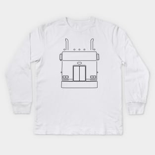 Cabover Pete classic truck outline graphic (black) Kids Long Sleeve T-Shirt